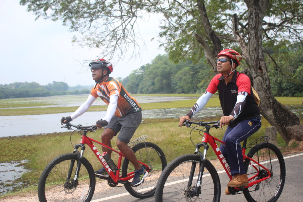Experiencing cycling tour through wetlands